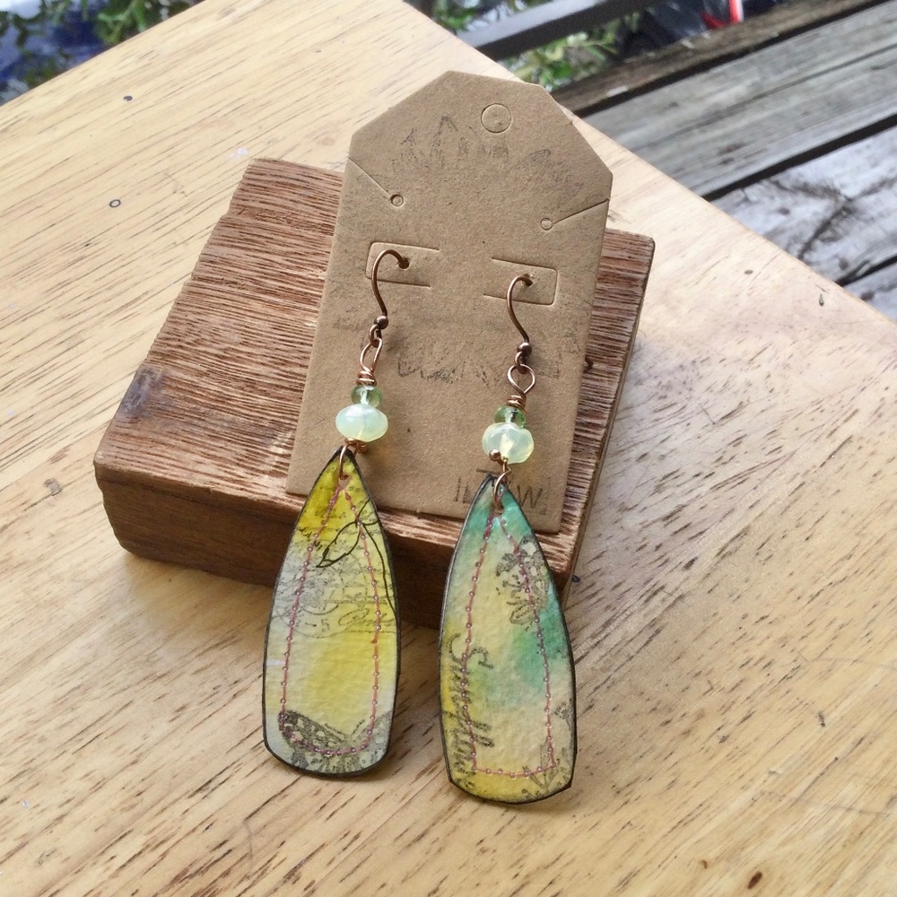 New Sunflower Theme Watercolor Dangle Earrings